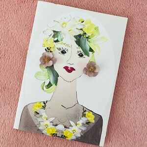 NWT Anthropologie Flower Rose Post Stud Earrings Postcard